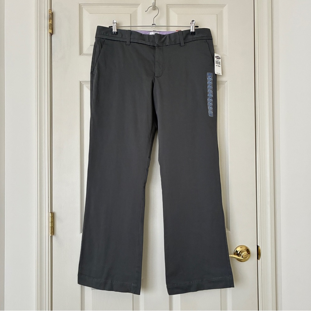 NWT Old Navy Gray Stretch Cotton Bootcut Pinstripe Trousers Size 14 Regular